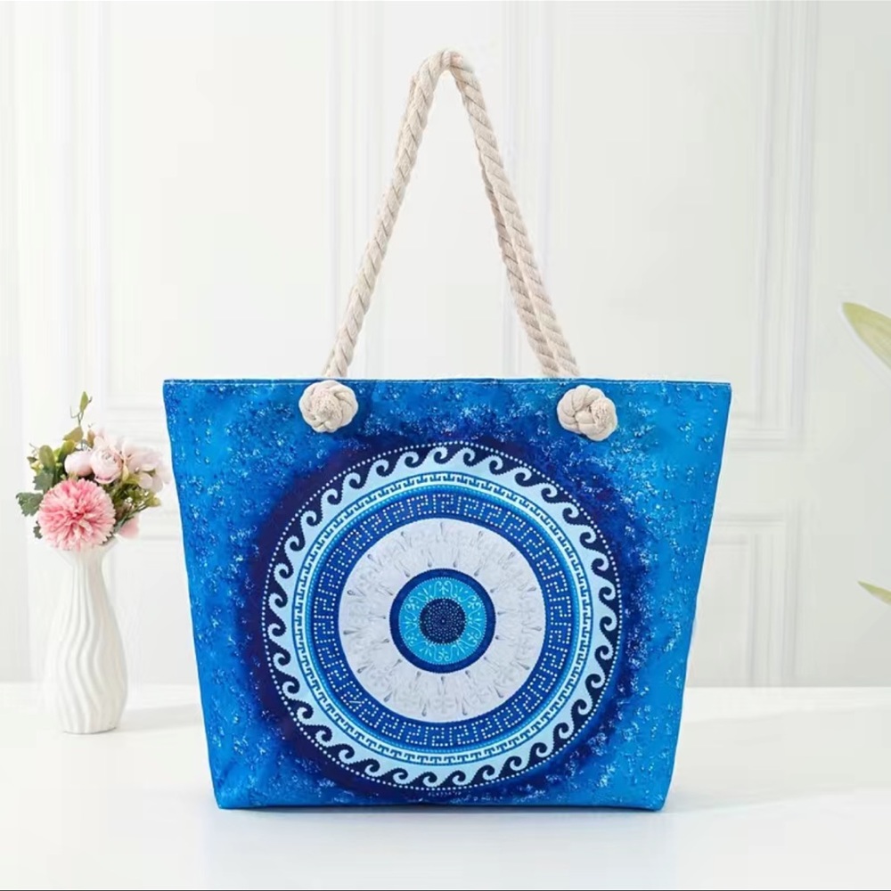 Evil Eye Rope Handle Tote